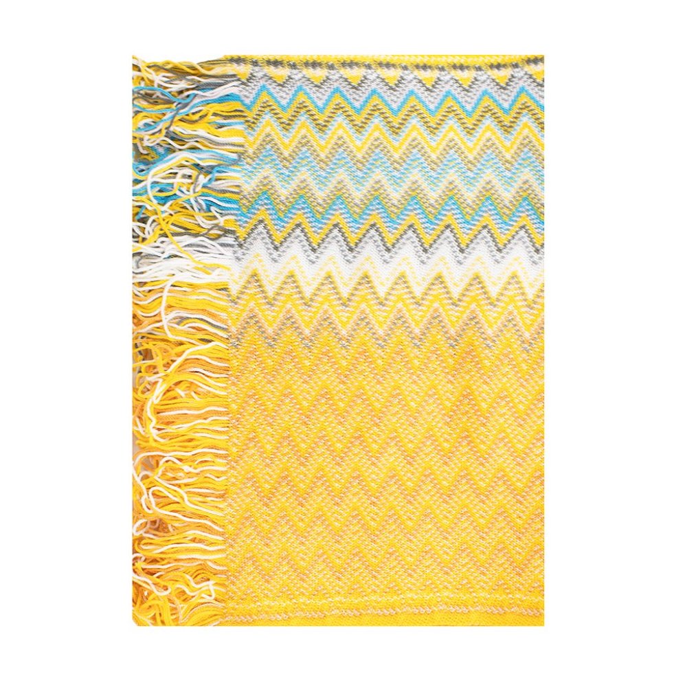 Missoni Women's Cotton Zig-Zag Scarf Shawl Sarong Wrap Yellow Blue - Picture 2 of 6